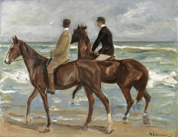 Max Liebermann Painting - Horseman on the beach to the left Max Liebermann German Impressionism